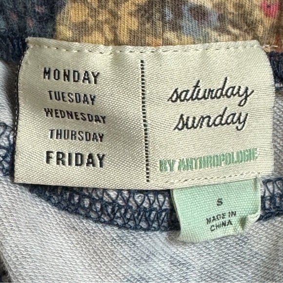 Anthropologie Saturday/Sunday Floral Knit Jogger Pants Blue Size Small EUC - Picture 4 of 5